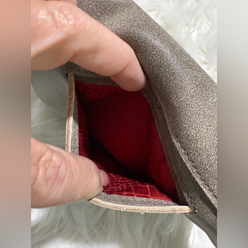 Hammitt VIP Medium Leather Clutch Crossbody Bag in Pewter Grey Red Zipper - Picture 16 of 16